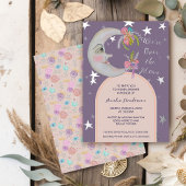 Über den Mond Stars Blumenlavender Babydusche Folieneinladung