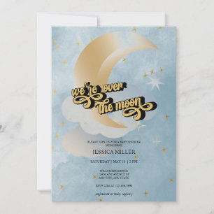 Über den Mond   Stern-Baby Shower-Einladung Einladung