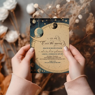 Über den Mond Sterne Blau Baby Shower Einladung