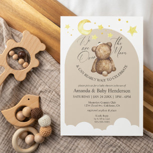 Über Den Mond Teddybär-Baby-Party Einladung