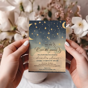 Über den Mond Träumender Junge Baby Shower Einladung