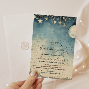 Über den Mond Träumender Junge Baby Shower Einladung