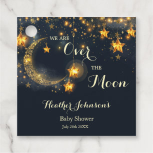 Über den Mond Whimsical neutrale Babyparty Geschenkanhänger