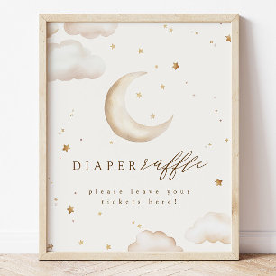 Über den Mond Windel-Raffle-Schild Poster