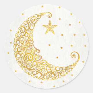 Über den Mondsticker - Gold Runder Aufkleber