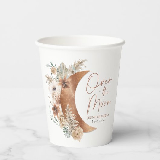 Über den Moon Boho Brautparty Paper Cups Pappbecher (Rückseite)
