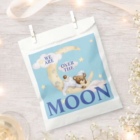 Über den Moon Boy Baby Shower Fvor Bag Geschenktütchen (Ausgeschnitten)