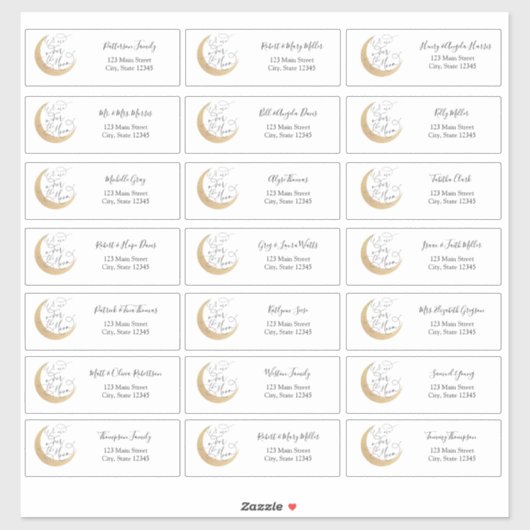 Über den Moon Guest Address Envelope Stickers Aufkleber (Blatt)
