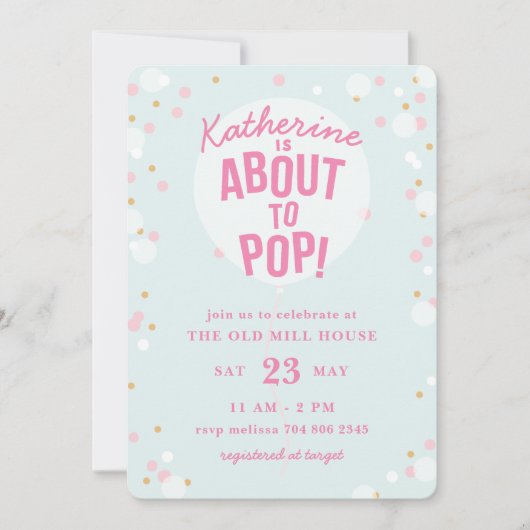 Über den Pop Balloon Girl Baby Shower Einladung (Vorderseite)