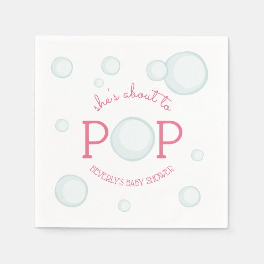 Über den Pop Bubbles Baby Dusche Pink Serviette (Vorderseite)