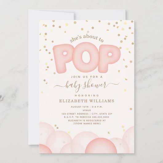 Über den Pop Pink Balloons Einladung (Vorderseite)