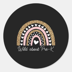 Über den Pre-k Leopard Regenbogenlehrer zurück in  Runder Aufkleber