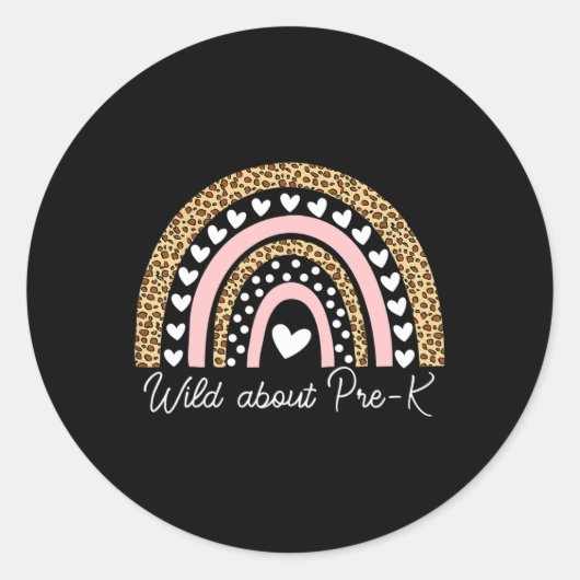 Über den Pre-k Leopard Regenbogenlehrer zurück in Runder Aufkleber (Vorderseite)