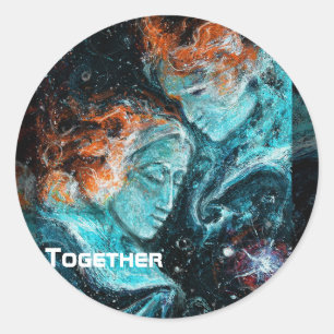 Über den Raum hinweg Runder Aufkleber