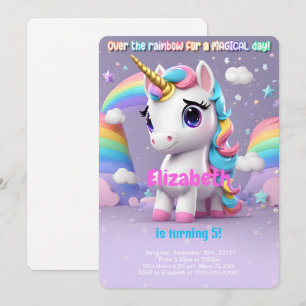 Über den Regenbogen, Einhorn Geburtstag Einladung