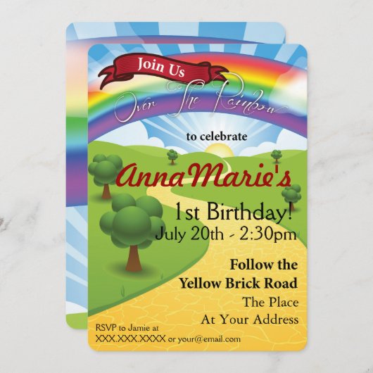 Über den Regenbogen Einladung (Vorne/Hinten)