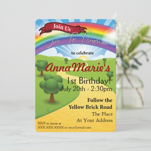 Über den Regenbogen Einladung (Stehend Vorderseite)