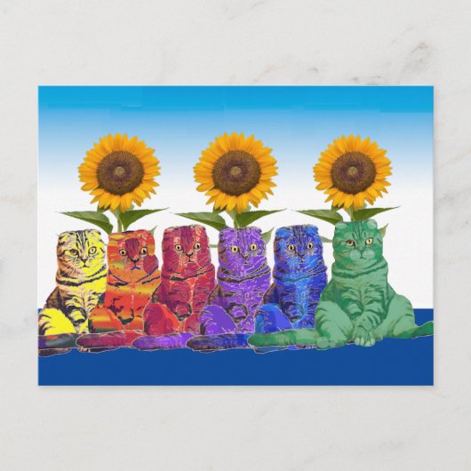 Über den Regenbogen Katzen Postkarte (Vorderseite)