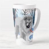 Über den RIVER Blue Chow Latte Tasse mit Text (Rechte Ecke)