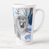 Über den RIVER Blue Chow Latte Tasse mit Text (Rechts)