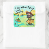 Über den Spaß hängen: Das Fischereidilemma Quadratischer Aufkleber (Tasche)