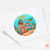 Über den Spaß, Jesus und seine Fischgeschichten Runder Aufkleber (Umschlag)