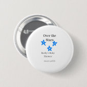 Über den Sternen blau-graue Babyparty-Name-Datum-E Button (Vorne & Hinten)