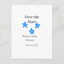 Über den Sternen blau-graue Babyparty-Name-Datum-E