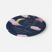 Über den Sternen rosa Babydusche Pappteller (Schrägansicht)