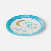 Über den Tellern der Babydusche - Blue Watercolor Pappteller (Schrägansicht)