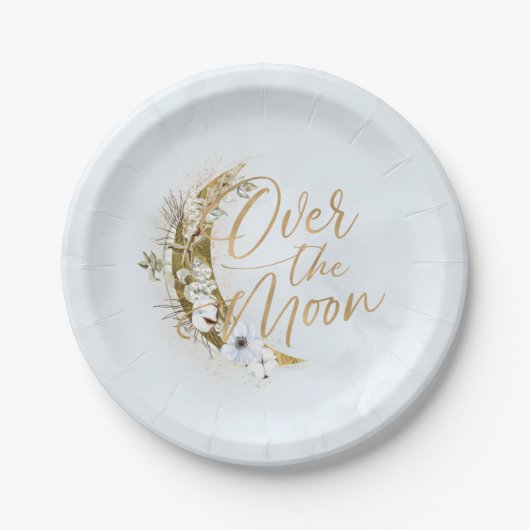 Über den Tellern des Moon Boho Gold Dust & Clouds  Pappteller (Vorderseite)