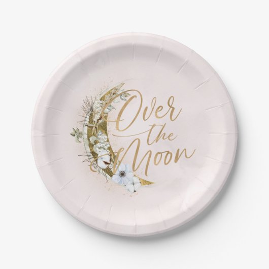 Über den Tellern des Moon Boho Gold Dust & Clouds Pappteller (Vorderseite)