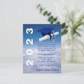 "Über den Wolken" Royal Blue Cap Abschluss Einladung (Stehend Vorderseite)