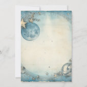 Über der Blue Baby Boy Dusche der Mond Navy Einladung (Rückseite)