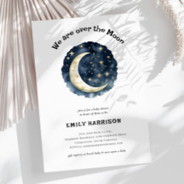 Über der Blue Space Babydusche der Mond Navy Einladung