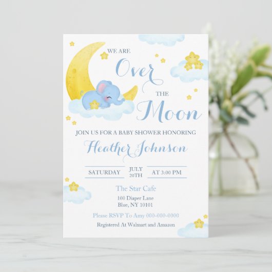 Über der Elefantendusche des Mondes Einladung (Stehend Vorderseite)