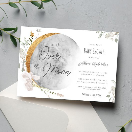 Über der geschlechtsneutralen Babydusche des Monde Einladung