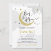 Über der grauen Goldstars-Babydusche des Mondes Einladung (Vorderseite)