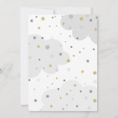 Über der grauen Goldstars-Babydusche des Mondes Einladung (Rückseite)