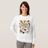Über der Halloween-Gartenmauer, Pumpkinsche Fall D T-Shirt (Vorne ganz)