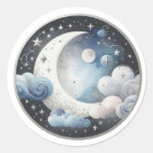 Über der Himmelsdusche des Mondes Runder Aufkleber (Vorderseite)