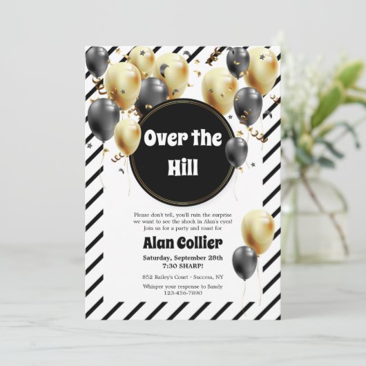 Über der Hügelüberraschung Party Einladung (Stehend Vorderseite)