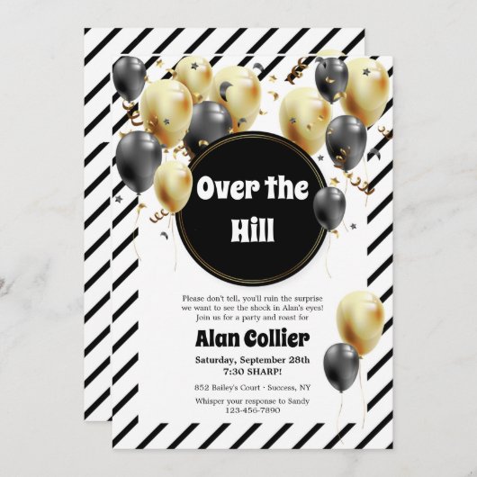 Über der Hügelüberraschung Party Einladung (Vorne/Hinten)