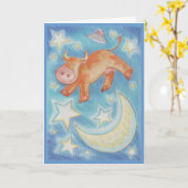 Über der Mond-"alles Gute zum Geburtstag" Karte (Gelbe Blume)