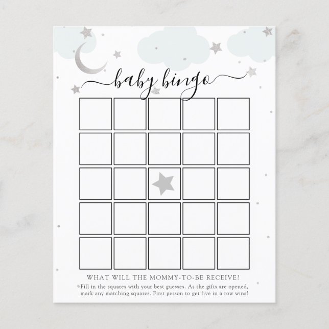Über der Mond Baby Bingo Spielkarte (Vorderseite)