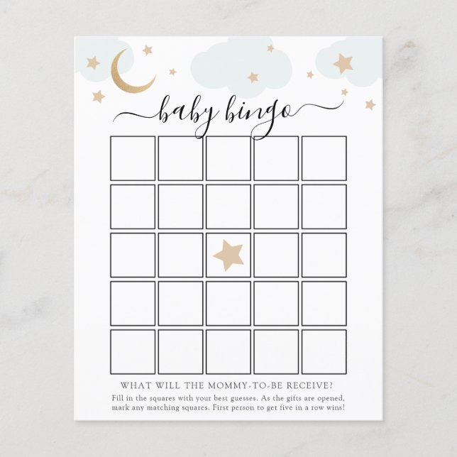 Über der Mond Baby Bingo Spielkarte (Vorderseite)