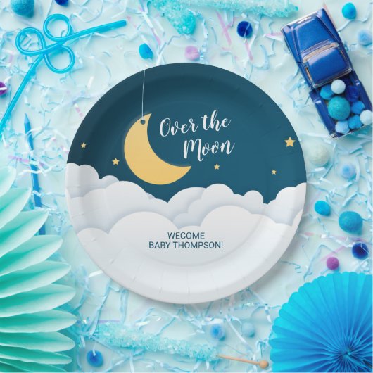 Über der Mond Baby-Dusche Pappteller (Party)
