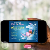 Über der Mond Baby Girl Dusche auf Crescent gekram Einladung