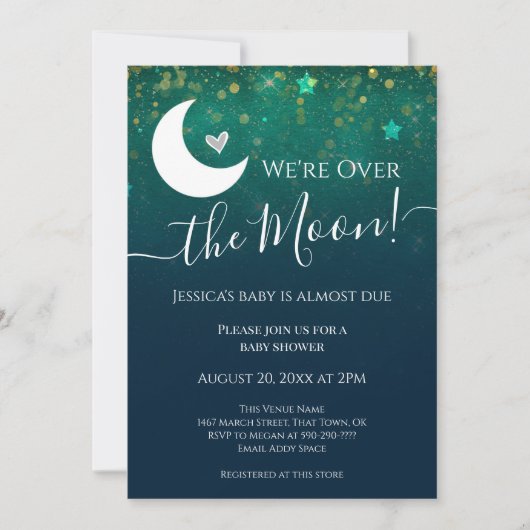 Über der Mond Babydusche (Vorderseite)