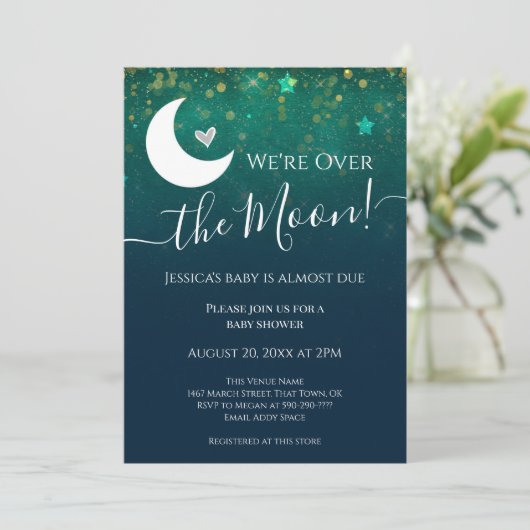 Über der Mond Babydusche (Stehend Vorderseite)